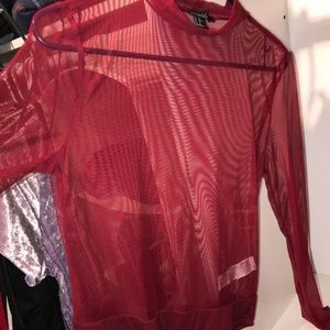 MESH RED BODYSUIT